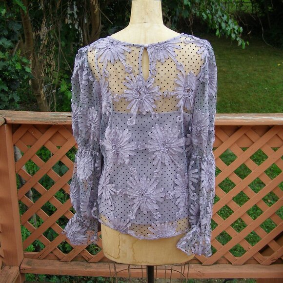 NWT sz XL 10-12 Polka Dot Floral blouse - Picture 9 of 13